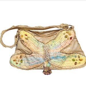 Mary Frances Gold Butterfly Embellished Shoulder Bag